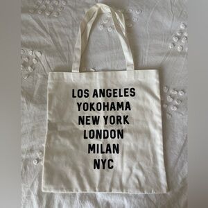 White Tote Bag with City Names
